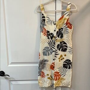 Tropical Print Button-Down Dress